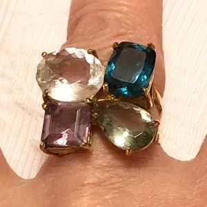 18k gold over sterling silver precious stones ring